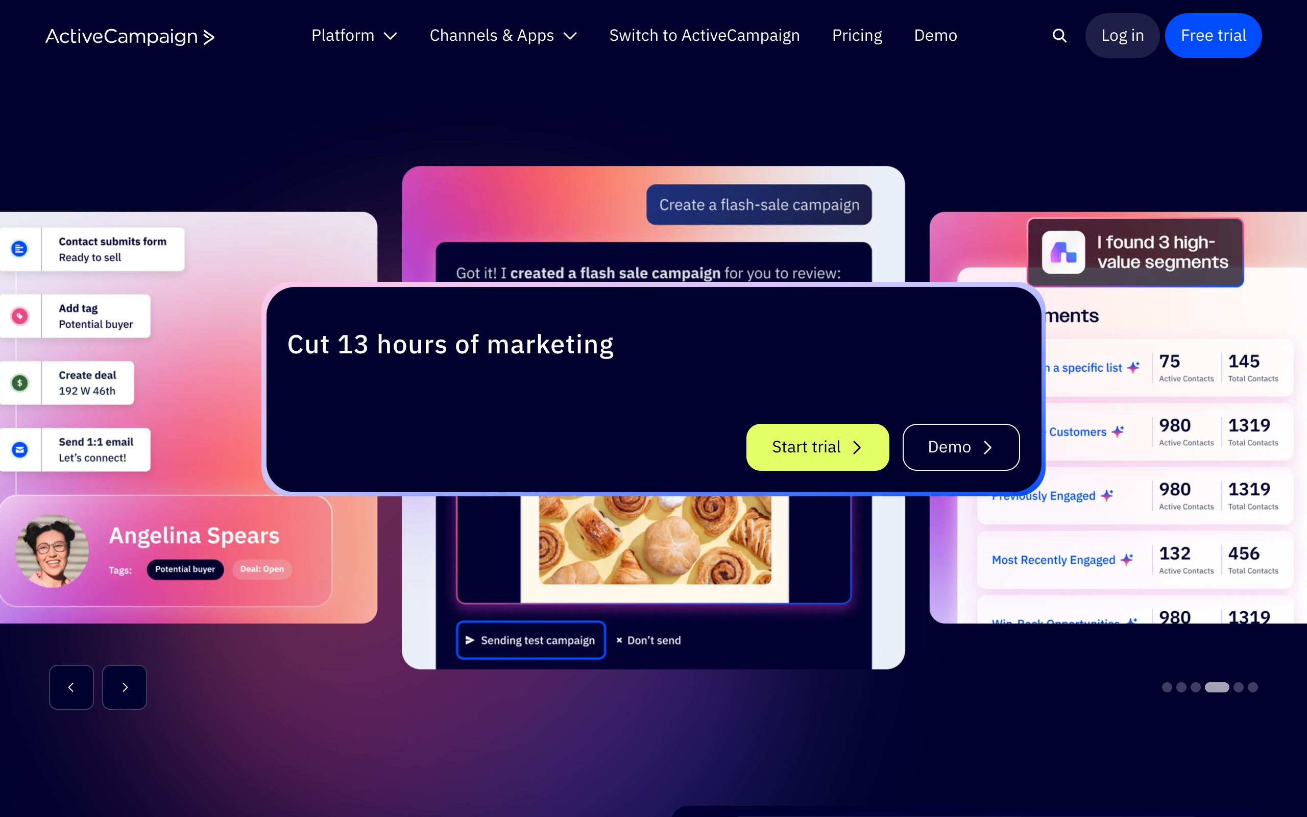 Activecampaign homepage screenshot