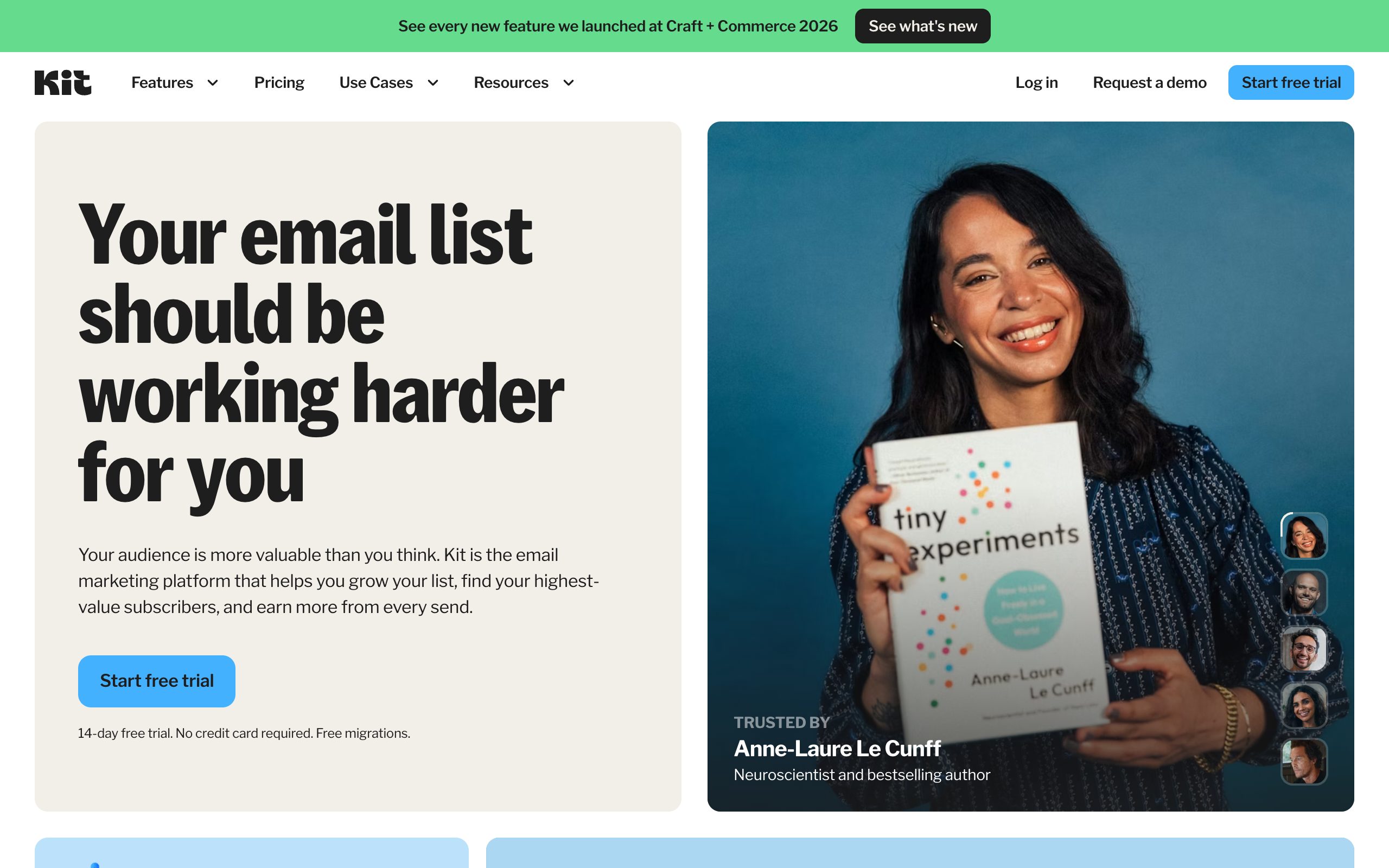 Kit homepage screenshot