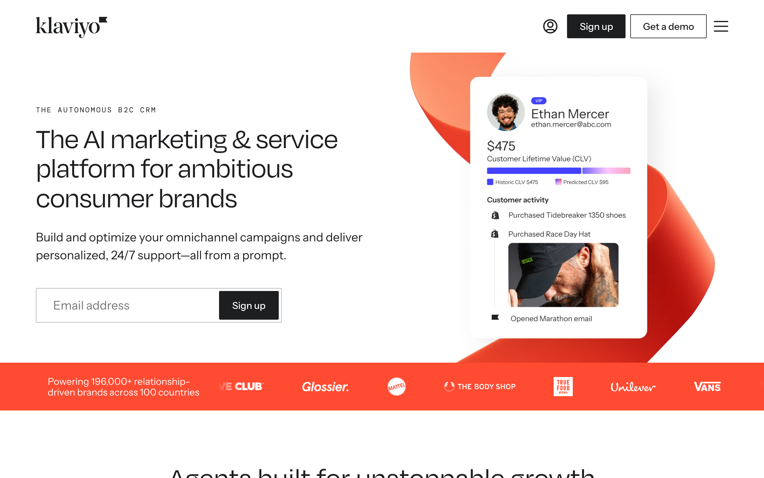 Klaviyo homepage screenshot