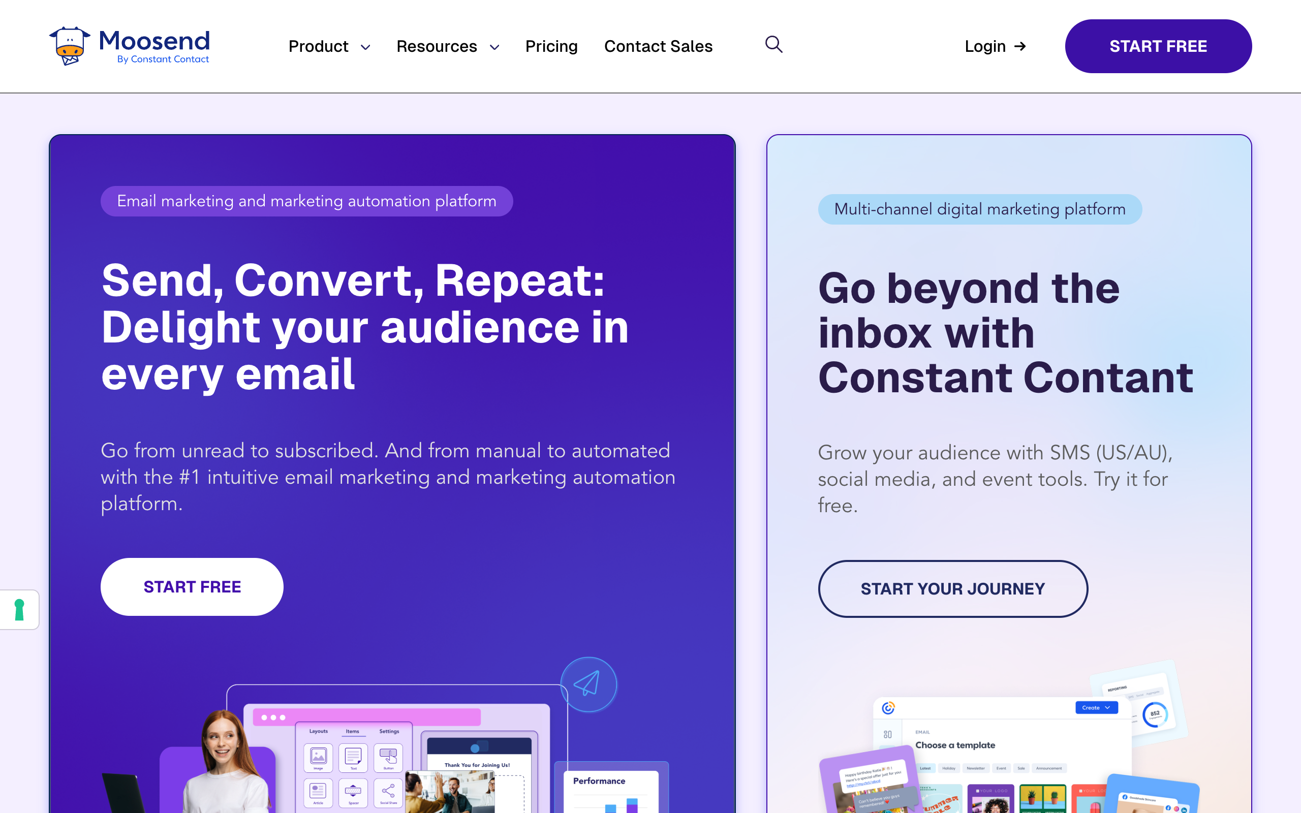 Moosend homepage screenshot