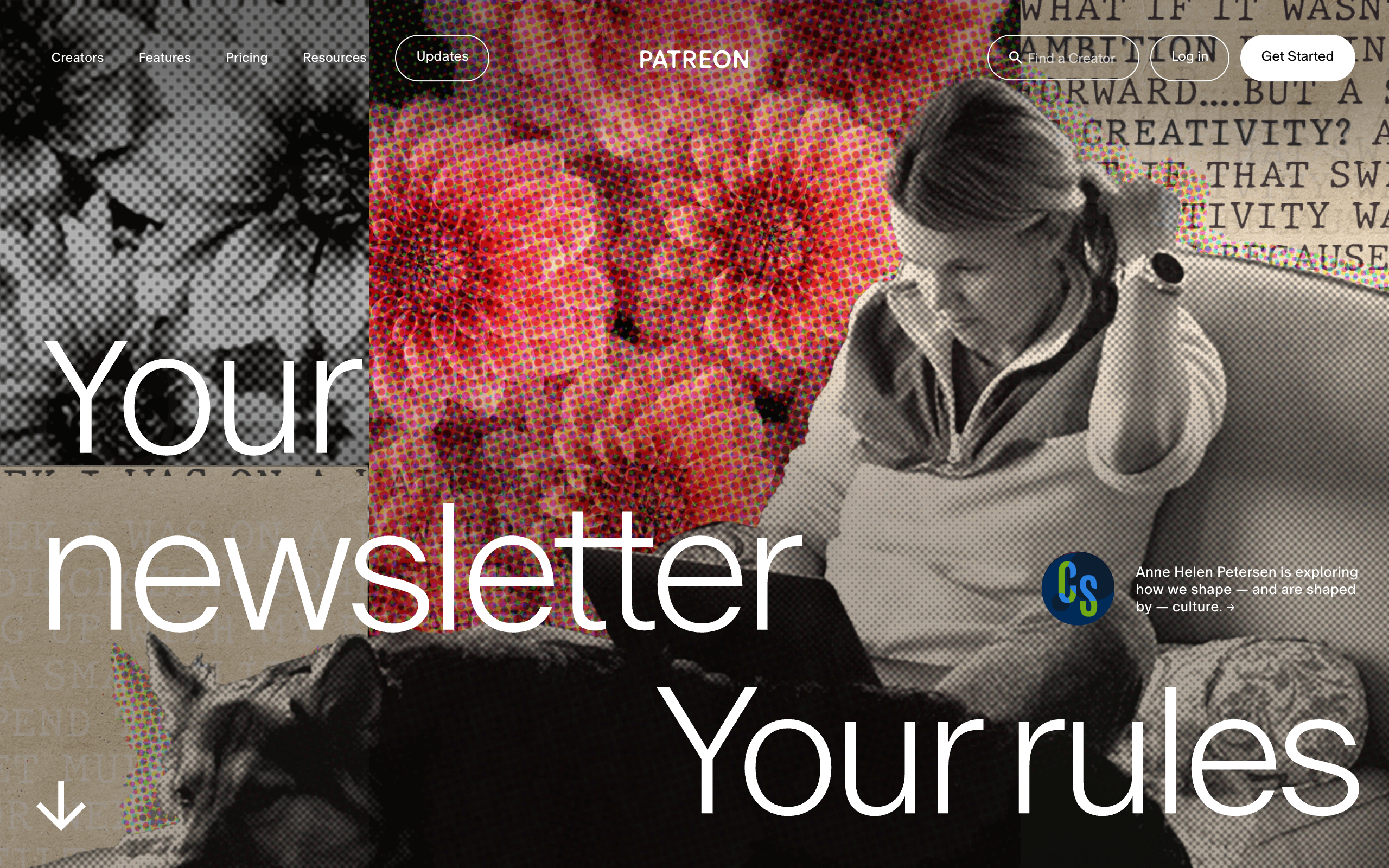 Patreon homepage screenshot