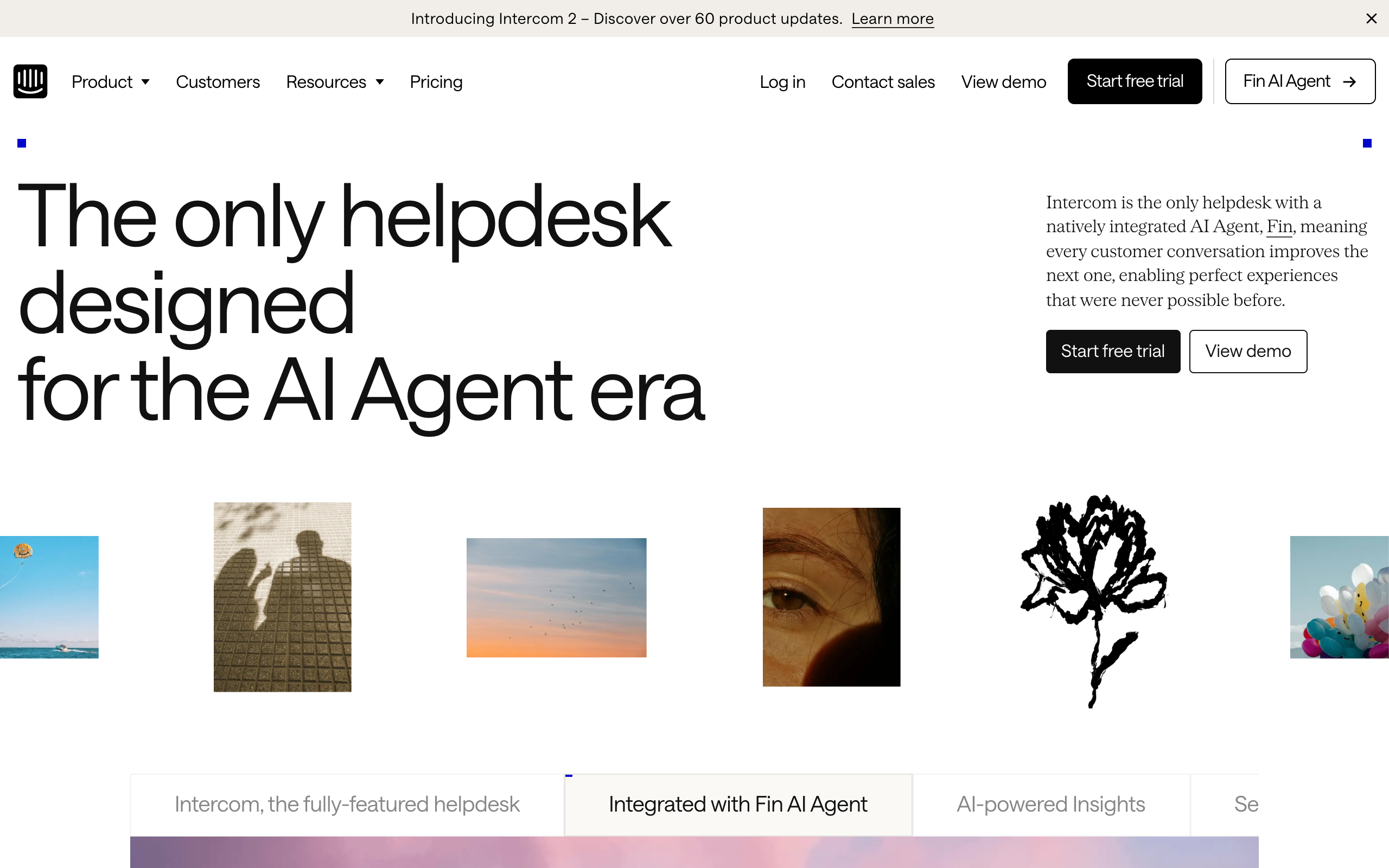 Intercom Fin homepage screenshot
