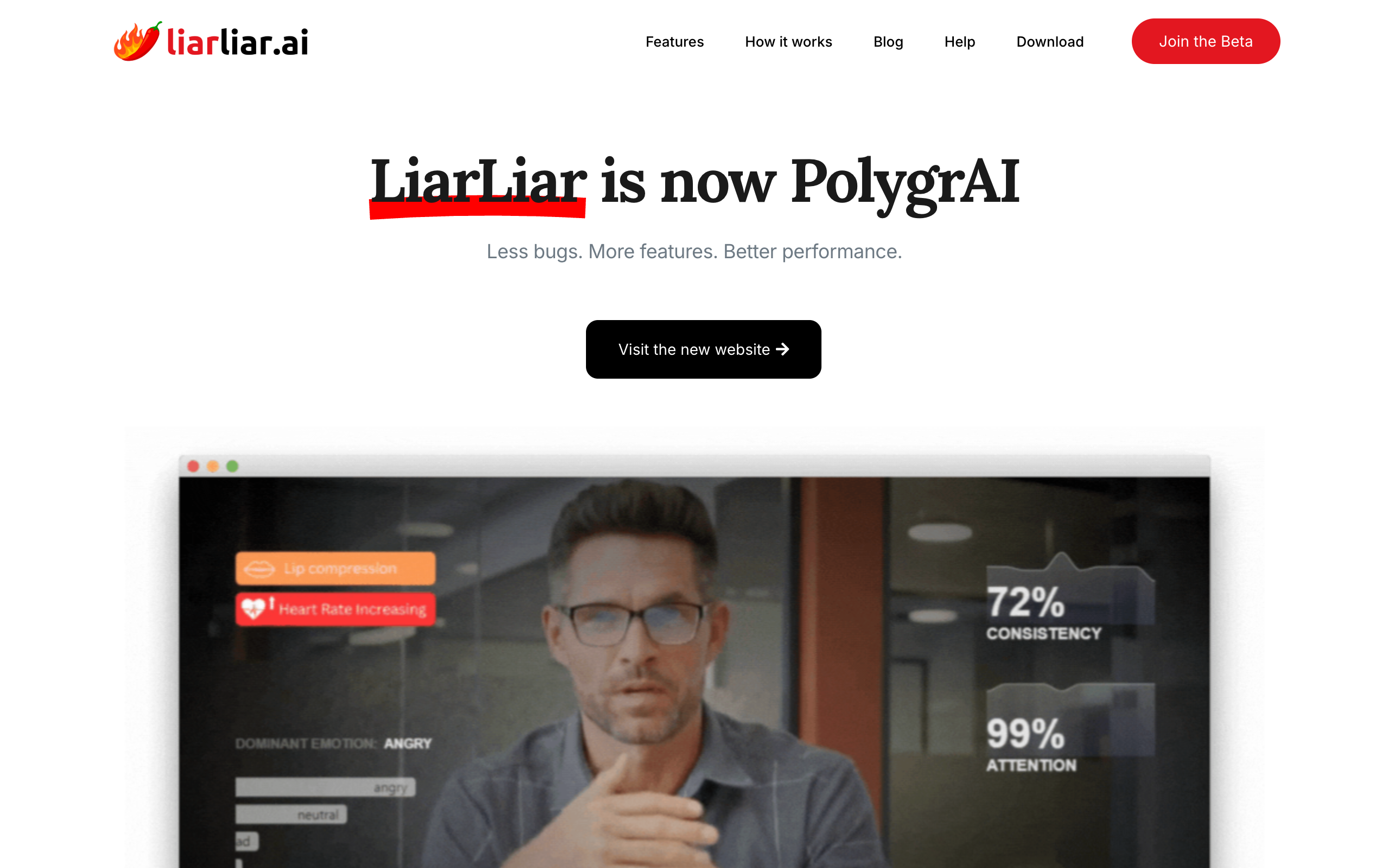 LiarLiar.AI real-time lie detection tool homepage screenshot