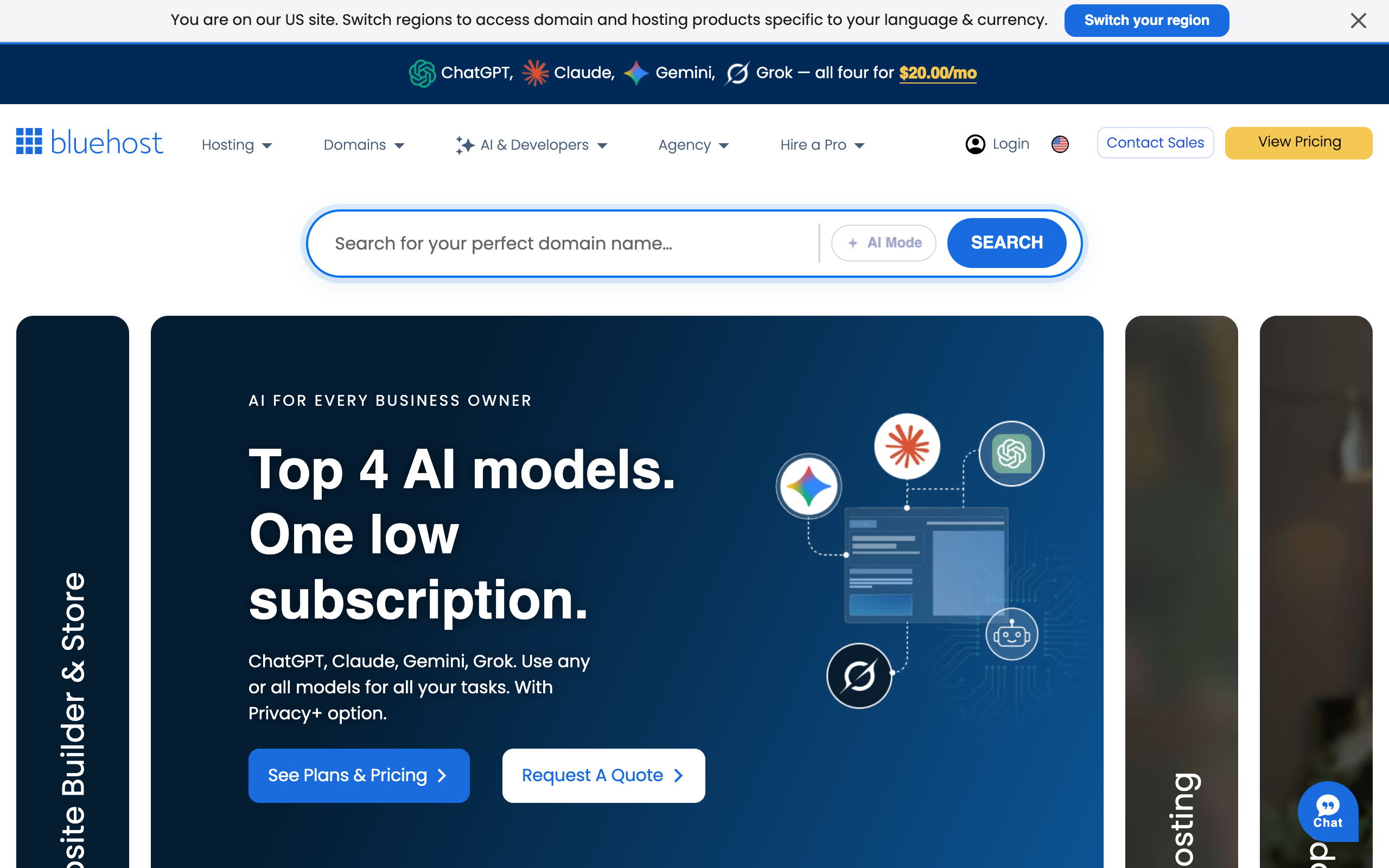 Bluehost official homepage screenshot