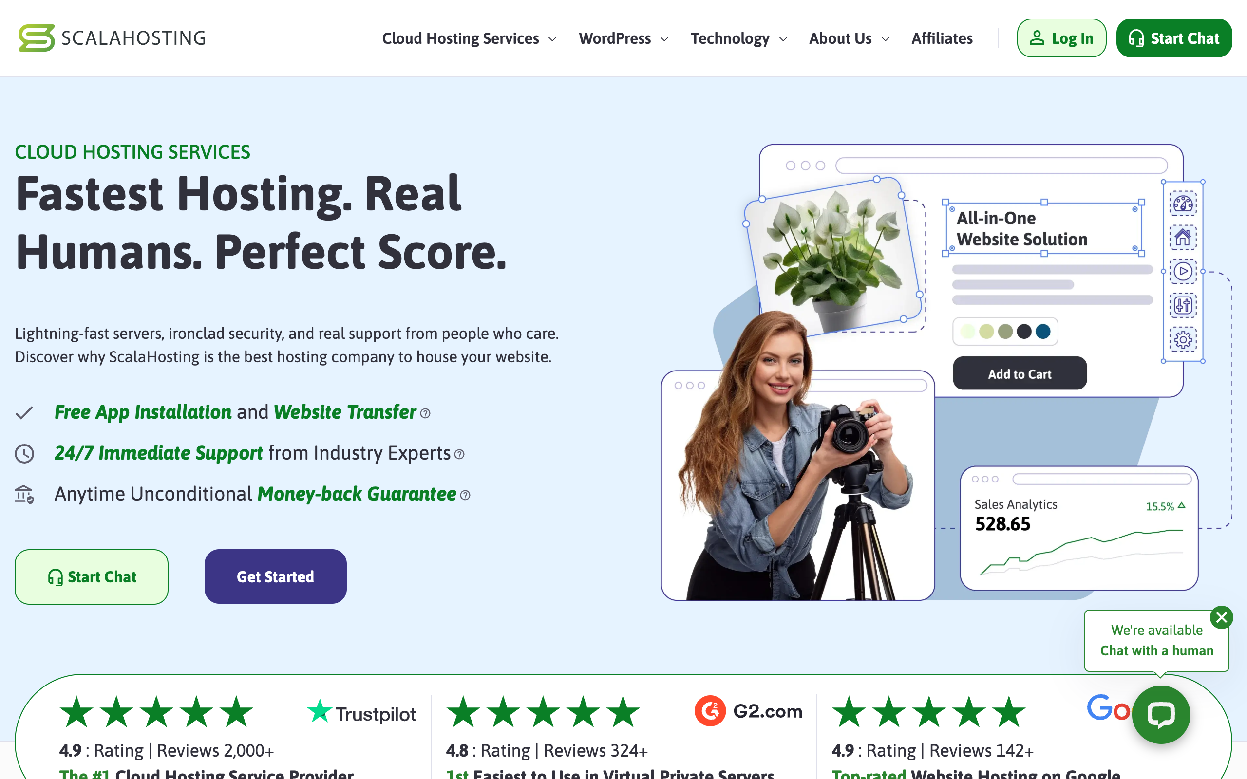 ScalaHosting official homepage screenshot