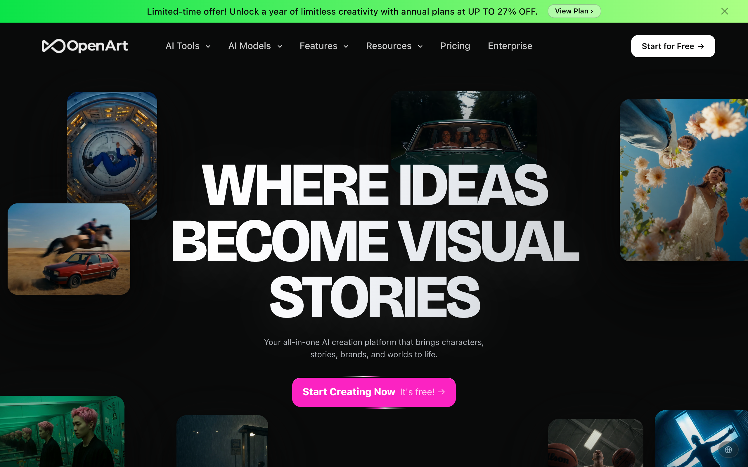 OpenArt AI official homepage screenshot
