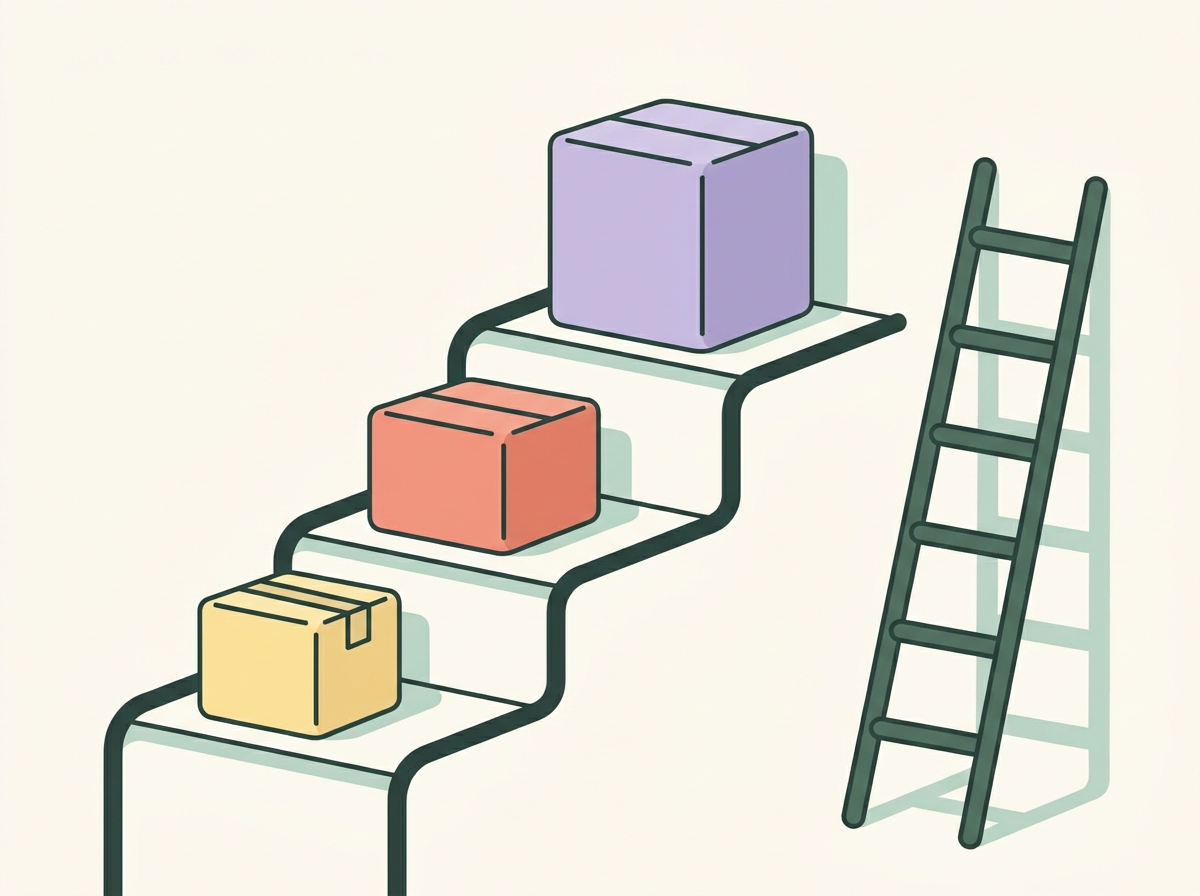 Illustration of Amazon seller growth stages matched to software plan tiers