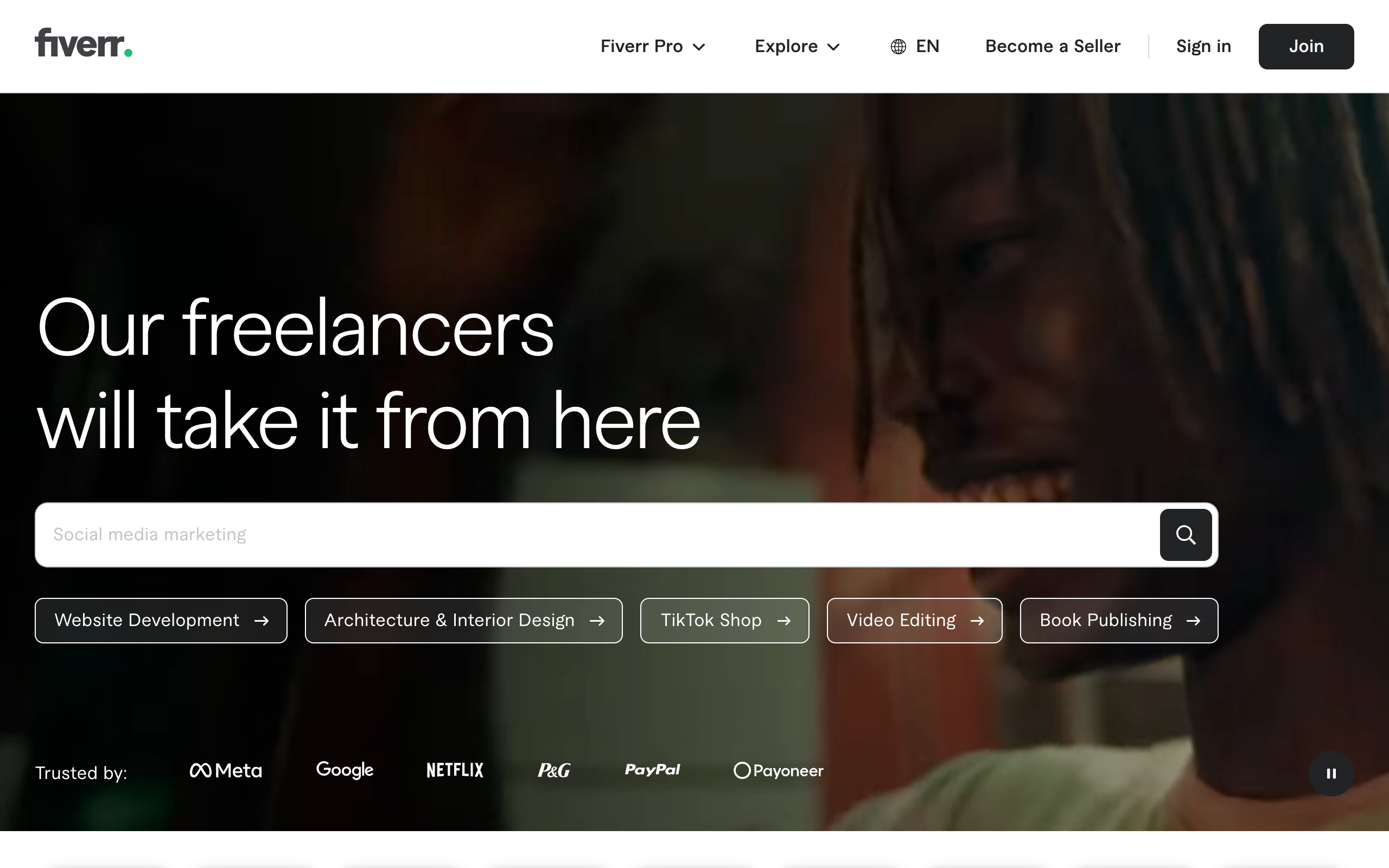 Fiverr official homepage screenshot
