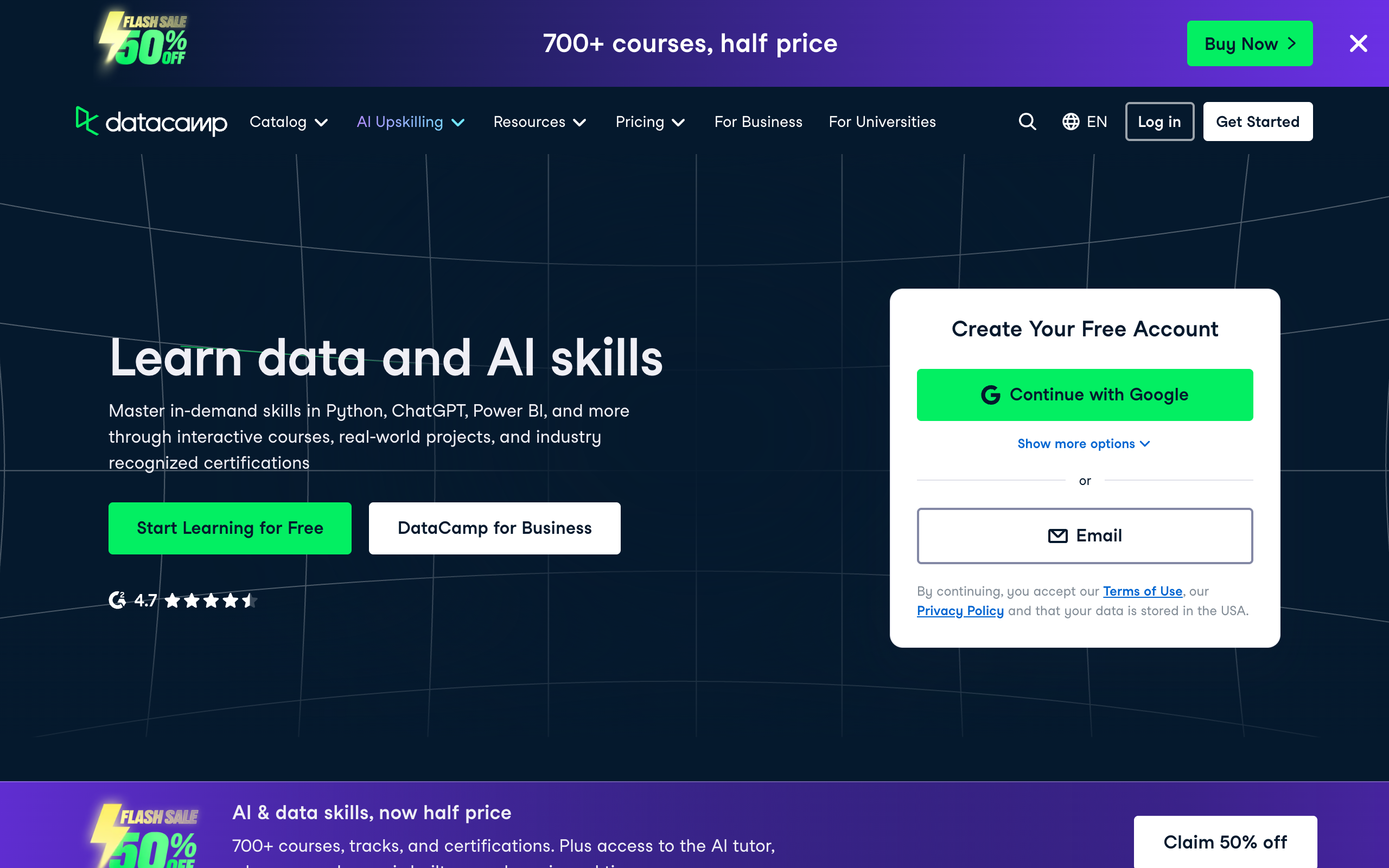 DataCamp official homepage screenshot