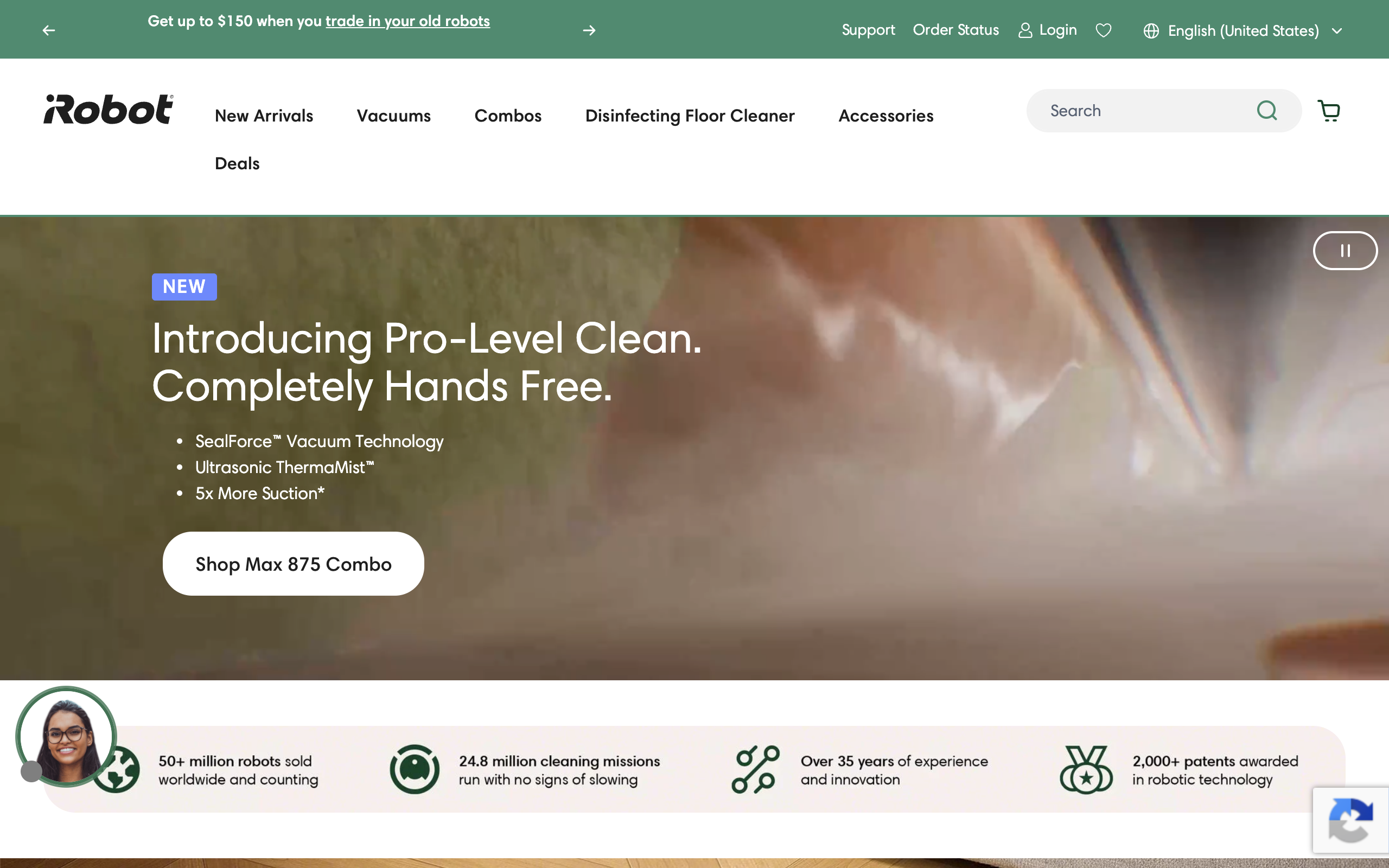 iRobot Roomba official homepage screenshot