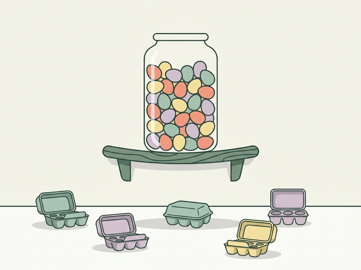 Glass jar full of eggs on a ledge illustrating single point of failure concentration risk