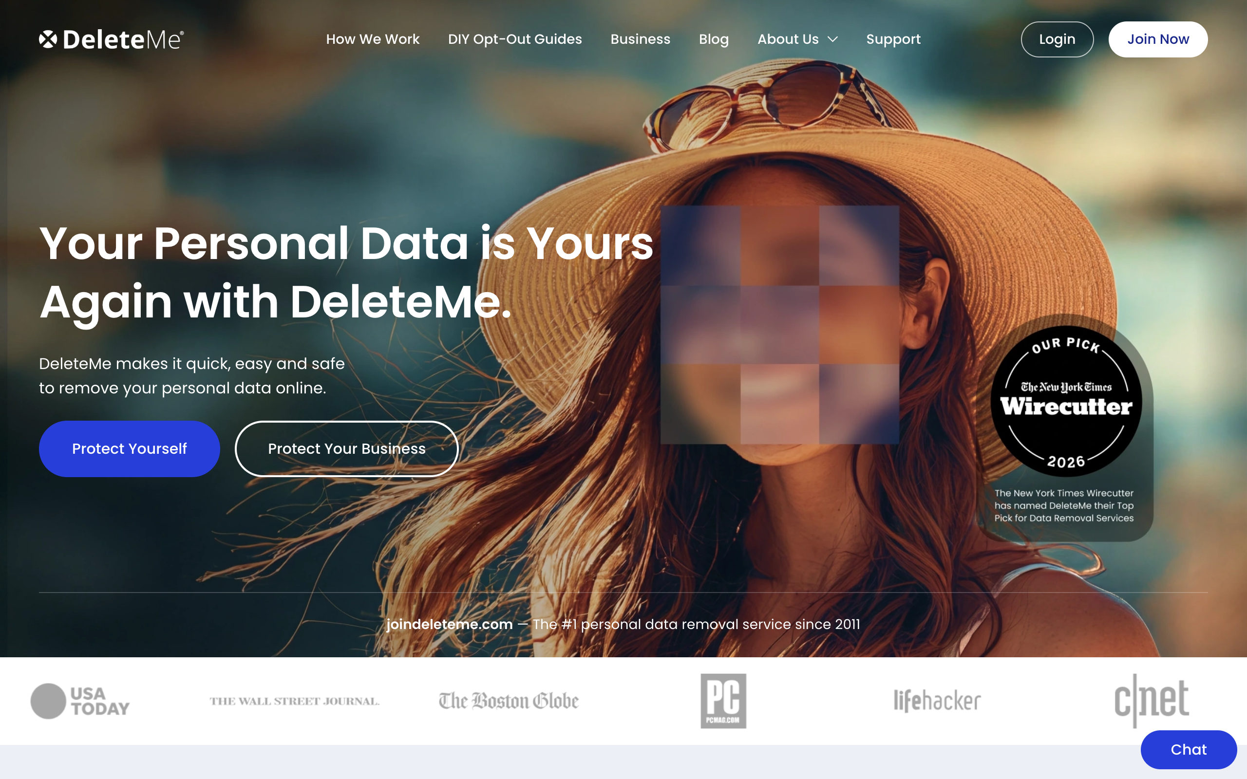 DeleteMe personal data removal service official homepage screenshot