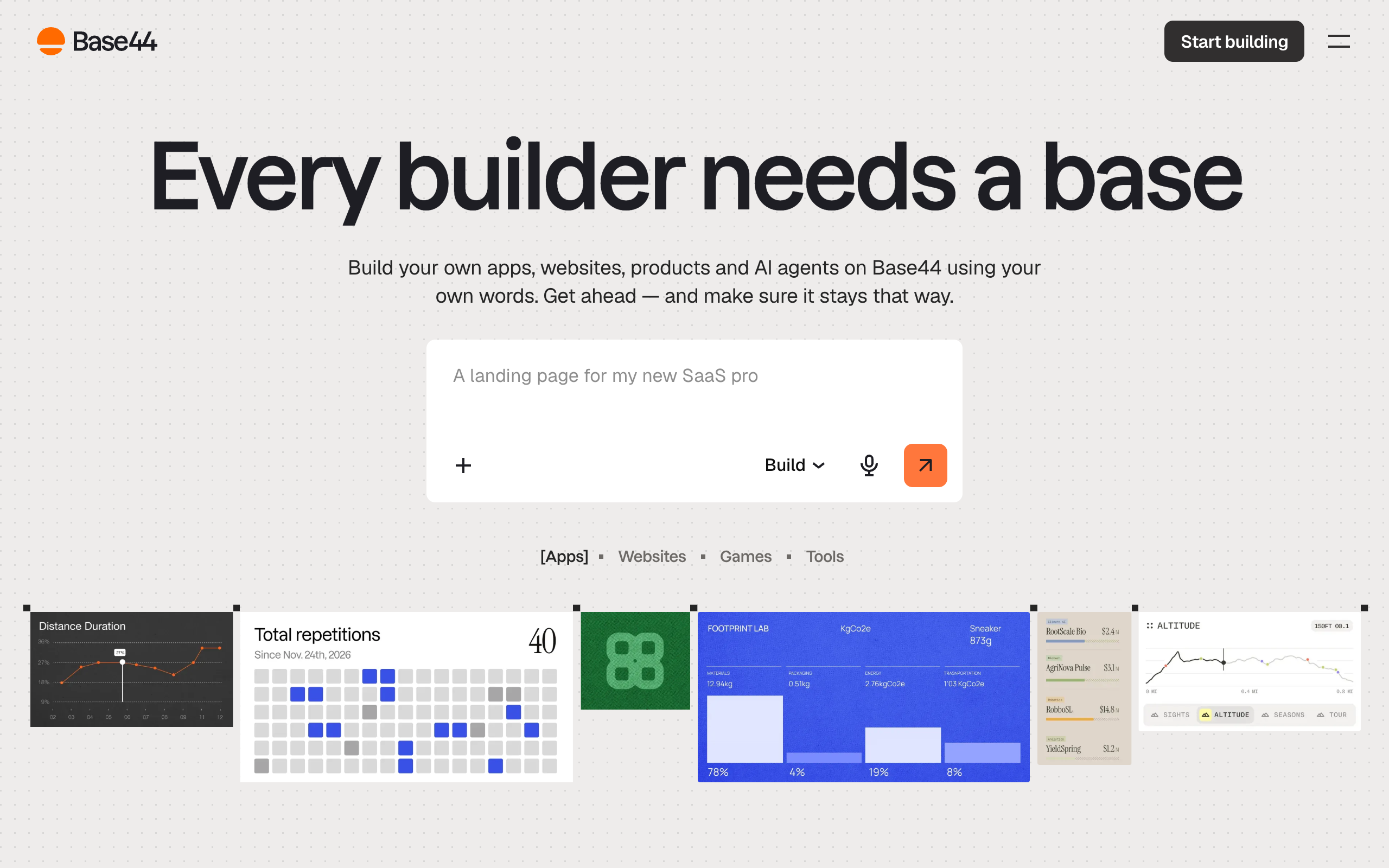 Base44 homepage screenshot